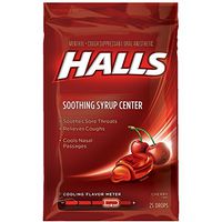 Halls Soothing Syrup Center Cherry Flavor Menthol Drops 25 ea (Pack of 36)