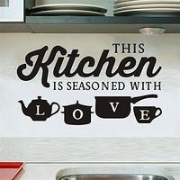 Xisheep Wall Stickers, Fashion Elements Kitchen Restaurant Creative Carved Wall Stickers Removable Garden Decor Home Decorations, for Home DIY Black