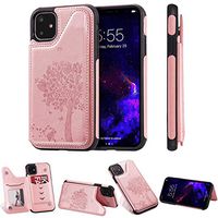 iPhone XI Max iPhone 11 Max Cat Tree R61 Pink Flip Case Leather Cover Extra-Shockproof Business Wallet case Card Holders Kickstand