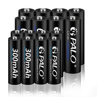 PALO 8 Pack 1.2V AAA300mAh Rechargeable Battery with 8 Pack AA600mAh Ni-MH Battery for Solar Lights Solar Lamp-UL Certificate