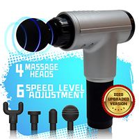 Professional Massage Gun-Cordless Portable Muscle Massage Device for Deep Tissue Relaxation,Rechargeable Quiet Gun Massage with 4 Interchangeable Heads and 6 Speed Level (Champagne Silver)