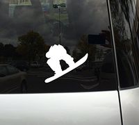 Snowboard Trick #2 - Mountain Downhill Competitive Jump - 5" White Vinyl Decal Sticker Car Macbook Laptop