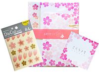 Japanese Paper Stationery Envelope Seal Memo Pad Cute Cherry Blossom Pink Washi (White)