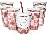 Sweetzer & Orange 12 Oz. Disposable Paper Coffee Cups with Lids (Set of 50) Includes Stir Sticks and Sleeves - Great Checkered Design for Tea, Hot Chocolate, Mochas and Lattes, Too (Red)