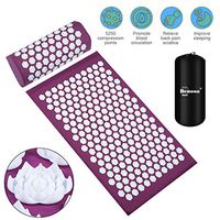 Benooa Acupressure Mat and Acupressure Pillow Massage Set,Acupuncture Mats and Acupuncture Pillow for Therapy Back Neck Pain Relief Sciatic Pain,Insomnia,Muscle Relaxation with Carrying Bag