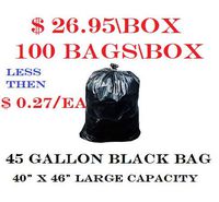 2 Box - Trash Bags, 40-45 Gallon - (100 Count\Box) (Black) 40" x 46" Large Capacity 1.2 Mil Strength 200 Bags Total (Wholesale Quantity & Price)