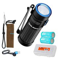 Olight S1R II 1000 Lumen Rechargeable EDC Flashlight with 2x Rechargeable Batteries and LumenTac Battery Organizer (Black or Tan) (Black)