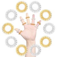 SUMAJU 10Pcs Acupressure Massage Rings, Chinese Medicine Sujok Pain Therapy Finger Circulation Rings (Golden and Silver)