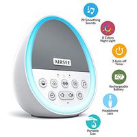 Portable Rechargeable White Noise Machine with 8 Colors Night Light, Sound Machine Improve Sleeping with 29 Non-Looping Soothing Nature Sounds and Lullaby, Ideal for Kids, Adults and Travel