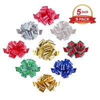 Zoe Deco Gift Bows (Multiple Colors, 5” Wide, 18 Loops, 9 Pack), Weather Resistant Gift Bow, Colorful and Eye-catching Pull Bows, Bows for Gifts, Gift Bows for Presents, Gift Wrapping and Decoration