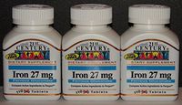 21st Century Iron 27mg Ferrous Gluconate (Compare to Fergon) 100ct Bottle -3 Pack (3)
