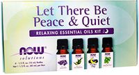 NOW Essential Oils, Let There Be Peace & Quiet Aromatherapy Kit, 4x 10ml Including Lavender Oil, Peppermint Oil, Eucalyptus Oil and Peaceful Sleep Oil Blend