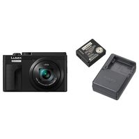 PANASONIC LUMIX ZS80 20.3MP Digital Camera - Point & Shoot Camera with Lecia Lens - DC-ZS80K (Black) and Lumix Battery & External Charger Travel Pack, Black