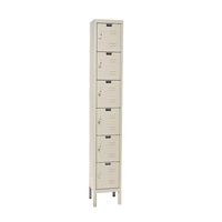 Hallowell Ready-Built URB1228-6A-PT Parchment Steel Box Locker, 1 Wide with 6 Opening, 6 Tier, 12" Width x 78" Height x 12" Depth, Assembled