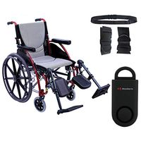 Karman S-Ergo 115 Ultra Lightweight Ergonomic Wheelchair | Seat Size 18" X 17" | Upgraded to Elevating Legrests | Fixed Wheels and Mag Wheels in Red & Free 130 dB Black Safety Alarm! + Black Belt!