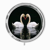 Youroom White Swan's love Custom HOT Sales Stainless Steel Round Pill Box Medicine Vitamin Organizer Holder Decorative box