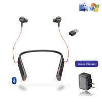 Plantronics Bluetooth Voyager 6200 UC Duo Headphone Neckband with Active Environmental Noise Canceling | Bonus AC Wall Charger Included (Black)