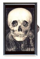 Skull Victorian Illusion Goth Blonde Pin Up Girl Decorative Pill Box