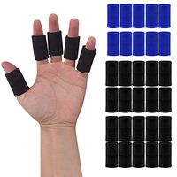 Finger Sleeves Braces Support, Elastic Compression Thumb Splint Protector for Basketball, Tennis, Baseball, 30Pcs Black/Blue