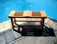 WholesaleTeak New Grade A Teak Wood 33" Double Curved Seat Shower/Bath Room/Pool/Spa Stool Friendship Bench #WHAXDCSB