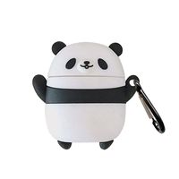 BONTOUJOUR AirPods Case, Super Cute Creative Lovely Jumping Happy Round Fat Panda AirPods Case, Panda Baby Soft Silicone Earphone Protection Skin for AirPods1&2+Hook-Jumping Panda