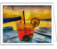 Cocktails On Hydra - Set of 6 Blank Notecards by Doggylips