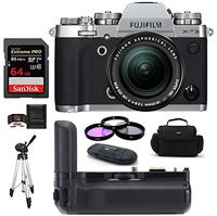 FUJIFILM X-T3 Mirrorless Digital Camera with XF 18-55mm f/2.8-4 R LM OIS Zoom (Silver) Bundle, Includes: SanDisk 64GB Extreme PRO SDXC Memory Card + VG-XT3 Vertical Battery Grip + More.