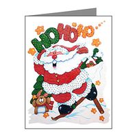 Note Cards (10 Pack) Merry Christmas Santa Claus Skiing