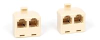 THE CIMPLE CO - Duplex Jack Phone Wall Adapter - 2-Way Phone Splitter (Line 1&2, Line 1&2) - Wall Jack Phone RJ11 Adapter - 4 Conductor Connector (2 Phone Lines) - Ivory, 2 Pack