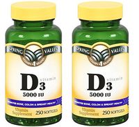 Spring Valley - Vitamin D-3 5000 IU, Twin Pack 500 Total Softgels (2)