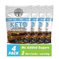 The Chocolate Trader Keto Bark, Milk Chocolate, Almonds. No Sugar Added, Low Carb. No Sugar Alcohols, No Artificial Sweeteners, All Natural (4 Bags 4.5 oz/Each)