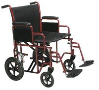 Drive Medical Bariatric Heavy Duty Transport Wheelchair with Swing-Away Footrest, Red, 20 Inch