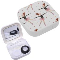 Portable Contact Lens Case Box Travel Kit Mirror + Bottle + Tweezers Container Holder [ Watercolor Small Ballerinas ]