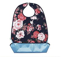 Adult Bibs for Eating Women & Men,Waterproof Mealtime Clothing Protector for Elderly, Optional Crumb Catcher, Adjustable Snaps, Reuasale Washable, (2)