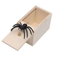 Finerplan 1 Pcs Wooden Prank Spider Scare Box Case Joke Lifelike Funny Surprise Gag Toy