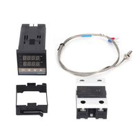 Temperature Controller Kit, AC110V-240V 0-400℃ REX-C100 Digital LED PID Temperature Controller Thermostat with K Thermocouple & 1 x Max25A SSR
