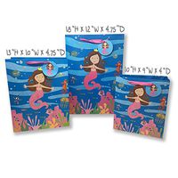 Mermaid Gift Bags - Premium Quality Gift Bag Sets Glitter Detail Inside Print Plus Gift Tag (Mermaid Princess, Set of 3 - Medium, Large & Jumbo)