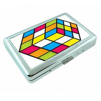 I Love the 80's Pop Icon The Cube S8 Silver Cigarette Case Metal Wallet Id Holder 4" X 2.75" RFID Protection