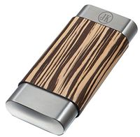 Personalized Visol Carver Zebrawood and Stainless Steel Cigar Case - Free Engraving (Two Initials)