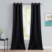 NICETOWN Black Out Curtain Panels - Home Decoration Thermal Insulated Solid Grommet Blackout Curtains/Drapes for Hall/Dining Room (Set of 2, 42 inches by 90 Inch, Black)