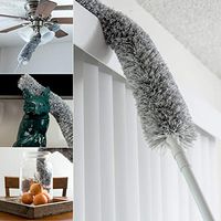 Microfiber Feather Duster with Telescoping Extension Pole | 50”-70” High Reaching Hypoallergenic Dust Cleaner | Flexible Cleaning Head | Extendable Tool for Ceiling Fan, Blinds and Cobweb Removal