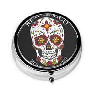 WETG New Mexico Sugar SkullTravel Pill Organizer, Portable Pill Box Case to Hold Vitamins, Fish Oil, Supplements and Medication