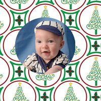 Christmas Custom Gift Wrap | Personalized Photo Gift Wrapping Paper (6 Foot roll, Christmas Tree Circles)