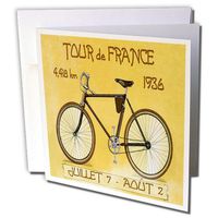 3dRose Image of French poster ad of tour de France bike race - Greeting Cards, 6 x 6 inches, set of 12 (gc_163246_2)