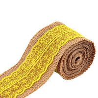 uxcell Lace Edge Household Ornament Craft Burlap Ribbon Strap Roll 2.2 Yards Yellow