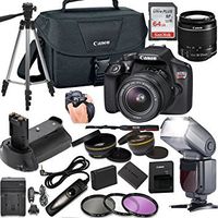 Canon EOS Rebel T6 DSLR Camera w/ 18-55mm Lens + LCD Display TTL SpeedLight Flash + Power Grip + 64GB Memory + Canon Case + Tripod + Remote + More - Professional Bundle