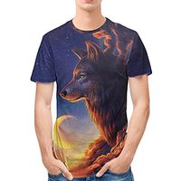 Xia&Han Men's Crewneck 3D Animal Printed Shirts Short Sleeve Blouse Tops Slim Fit Tee Comfy Casual Pullover Dark Blue