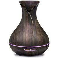 AromaKing Essential Oil Diffuser 430ML Aroma Black Wood Grain Ultrasonic Ionizer Cool Mist Humidifier for Aromatherapy, Quiet, Waterless Auto Shut-off, Vase Shape, 7 Color LED Lights for Home Office