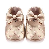 Ugthe Children's Shoes Toddler Baby Girl Bowknot Faux Leather Prewalker Sneaker Soft Sole Flats Shoes - Golden 13cm