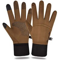 Yjdr Running Sports Gloves Warm Waterproof Windproof Full Palm Non-Slip Lightweight for Women and Men Running,Walking,Cycling,Driving in Cold Weather (Color : Brown, Size : XL)